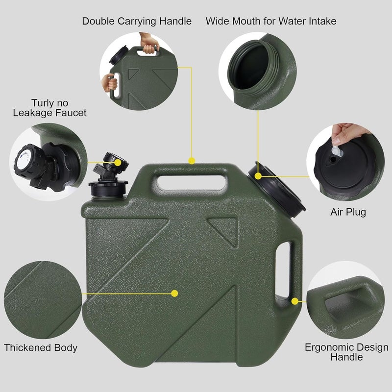 Digury 2.6 Gallon Water Jug, Camping Water Container BPA Free Water Storage with Spigot No Leakage Portable Emergency Water Tank for Outdoor Hiking Camping Picnic Supplies Green - Image 2